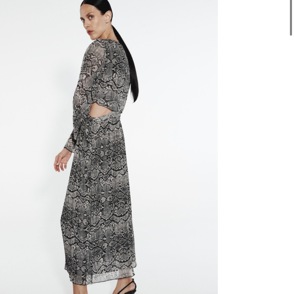 Zara Snakeskin cut out midi dress, Small, NWT